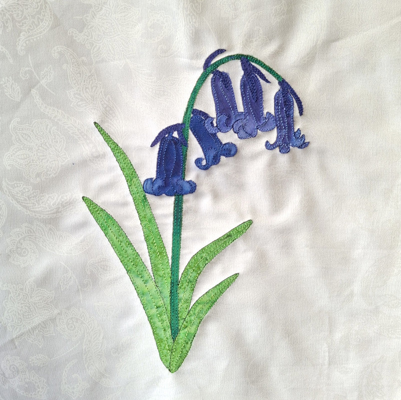 Bluebell flower applique block - the 80th applique flower in the BOW collection