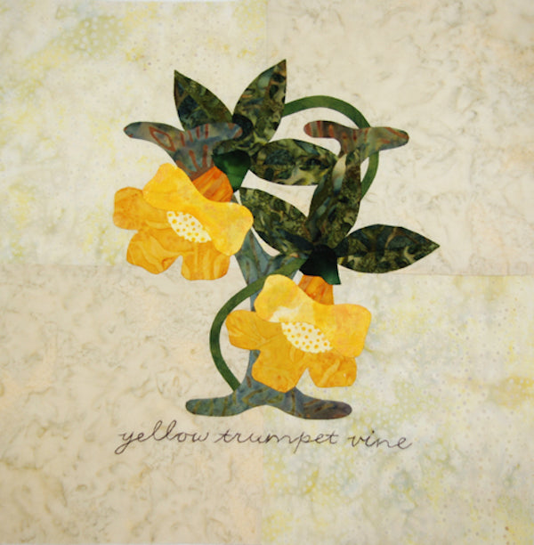 Floral Alphabet Garden - Y for Yellow Trumpet Vine block