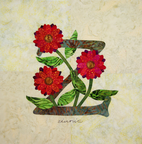 Floral Alphabet Garden - Z for Zinnia block