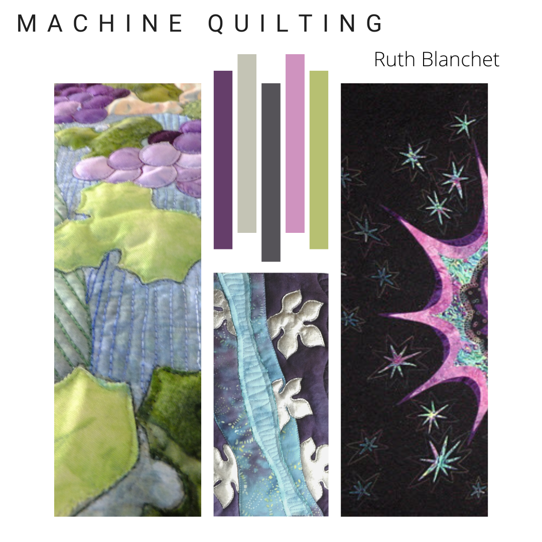 samples of quilting in Ruth Blanchet's machine quilting online workshop