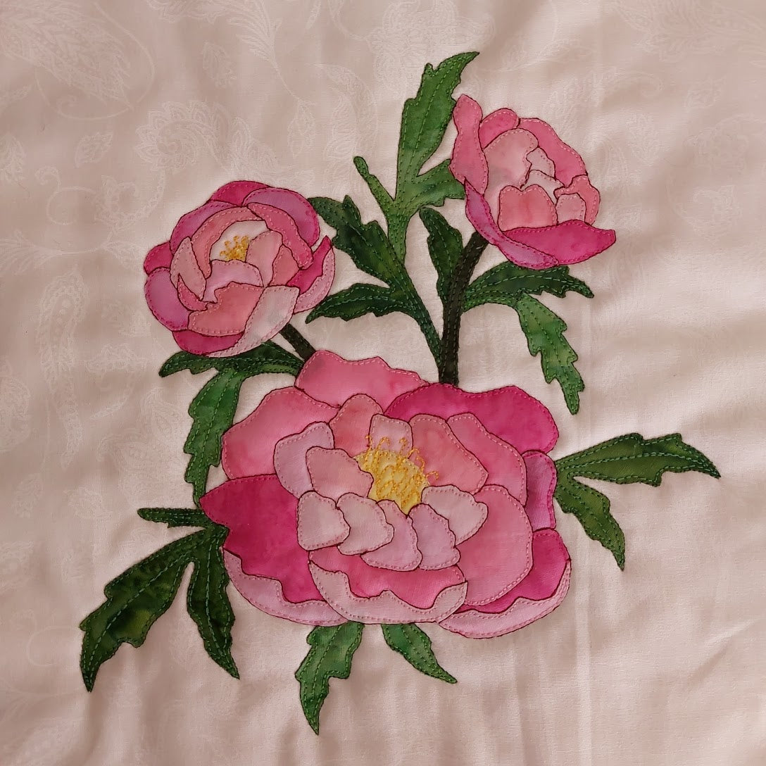 peony flower block - the 71st flower in the BOW applique block collection
