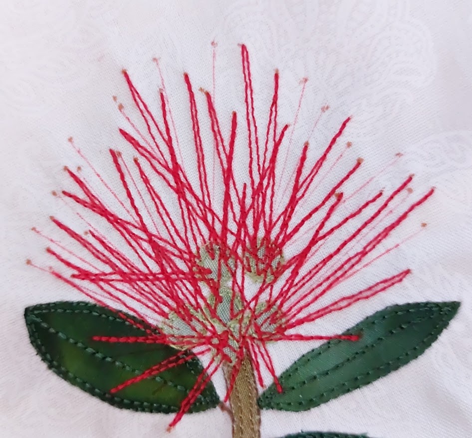 close up of the pohutukawa flower block