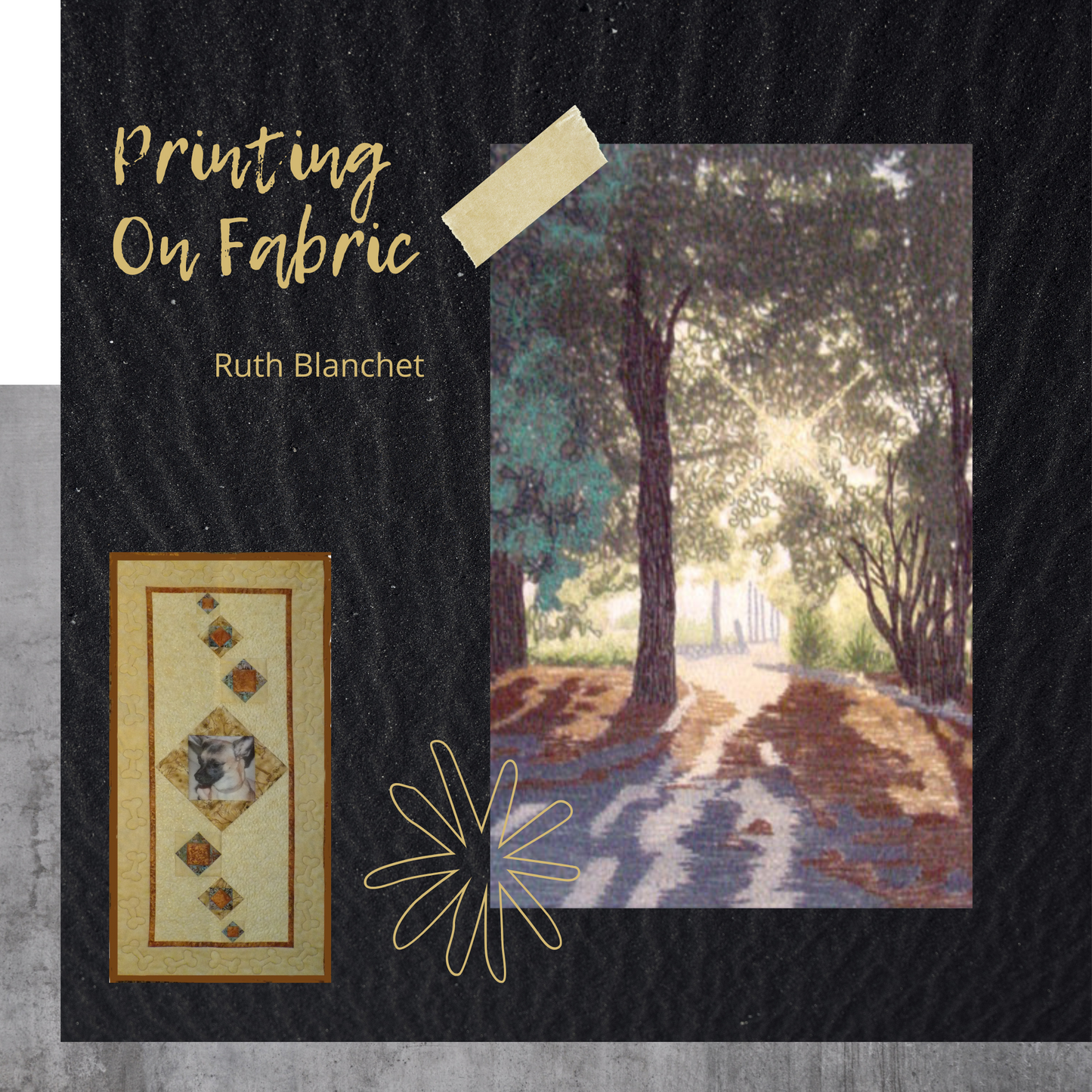 Printing on fabric for quilters is taught in this online workshop by Ruth Blanchet