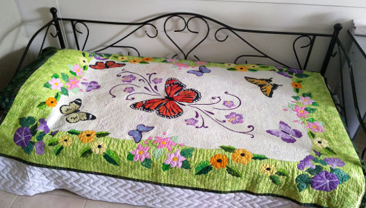 Spring Life quilt with butterflies and flowers