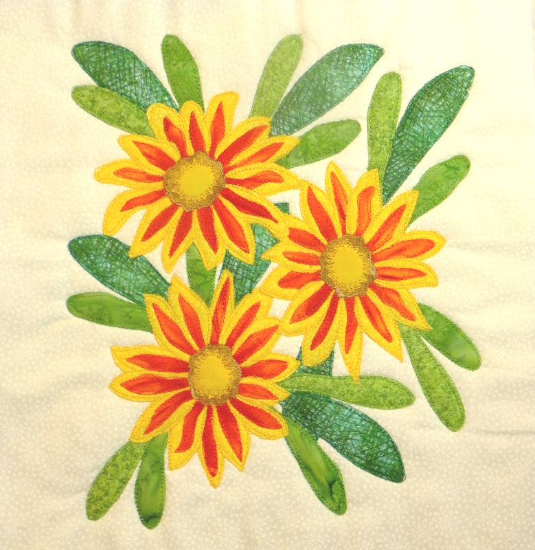 applique gazania flower block pattern. 1 of more than 55 flower blocks by Ruth Blanchet