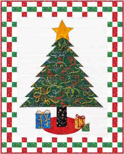 christmas tree quilt pattern with simple patchwork border by Jennifer Houlden