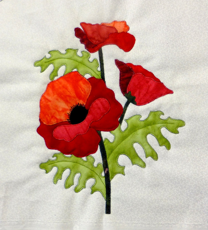 poppy applique flower quilt block pattern