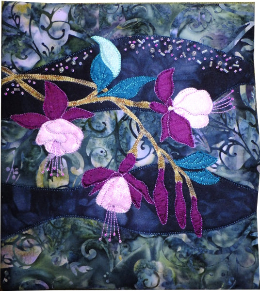 large tablet or book cover with applique design made in Ruth Blanchet's free online workshop