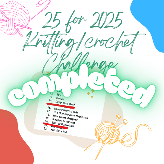 2025 knitting and crochet challenge completed