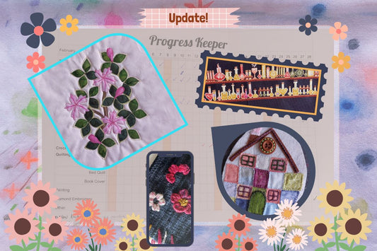 crafting update for February 2026 to include  applique, crochet, cross-stitch, diamond embroidery, embroidery, knitting, painting, patchwork, spinning