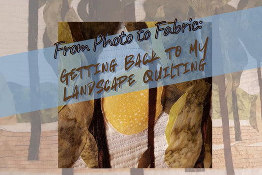From Photo to Fabric: Getting Back to My Landscape Quilting - the sky stitching is completed and work has progressed on the ground area