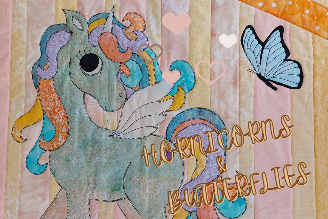 Hornicorns and Butterflies is a magical quilt pattern ideal for any little girl's room