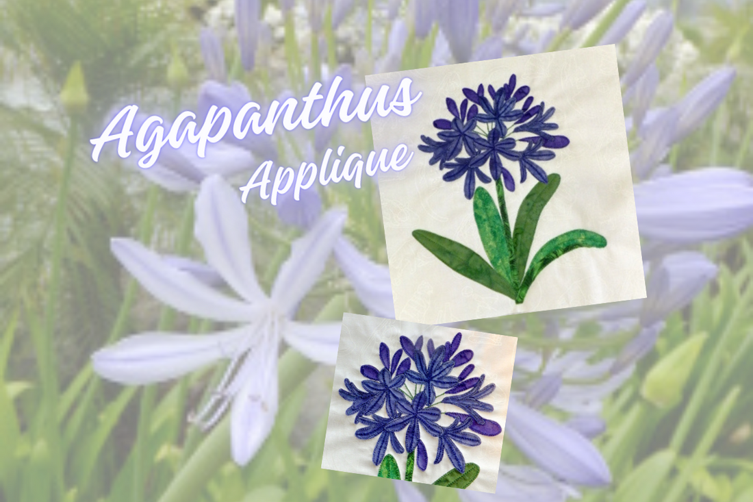 agapanthus flower block - one of over 60 applique flowers in the BOW series