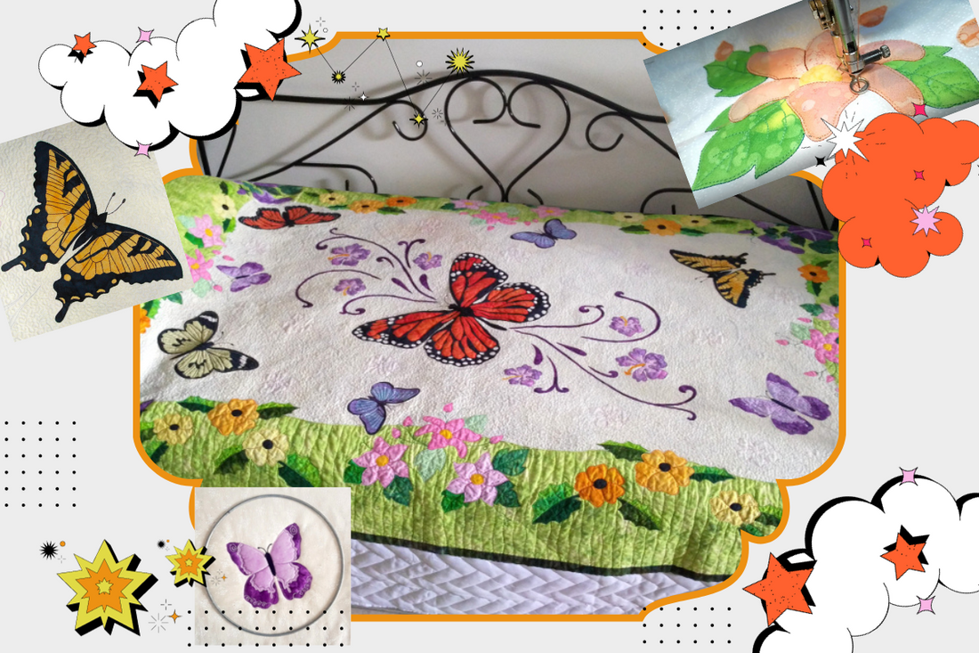 butterflies and flowers all cloth quilt design