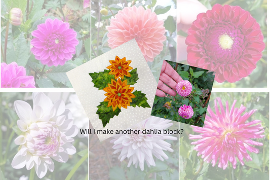 dahlia flowers and dahlia applique block