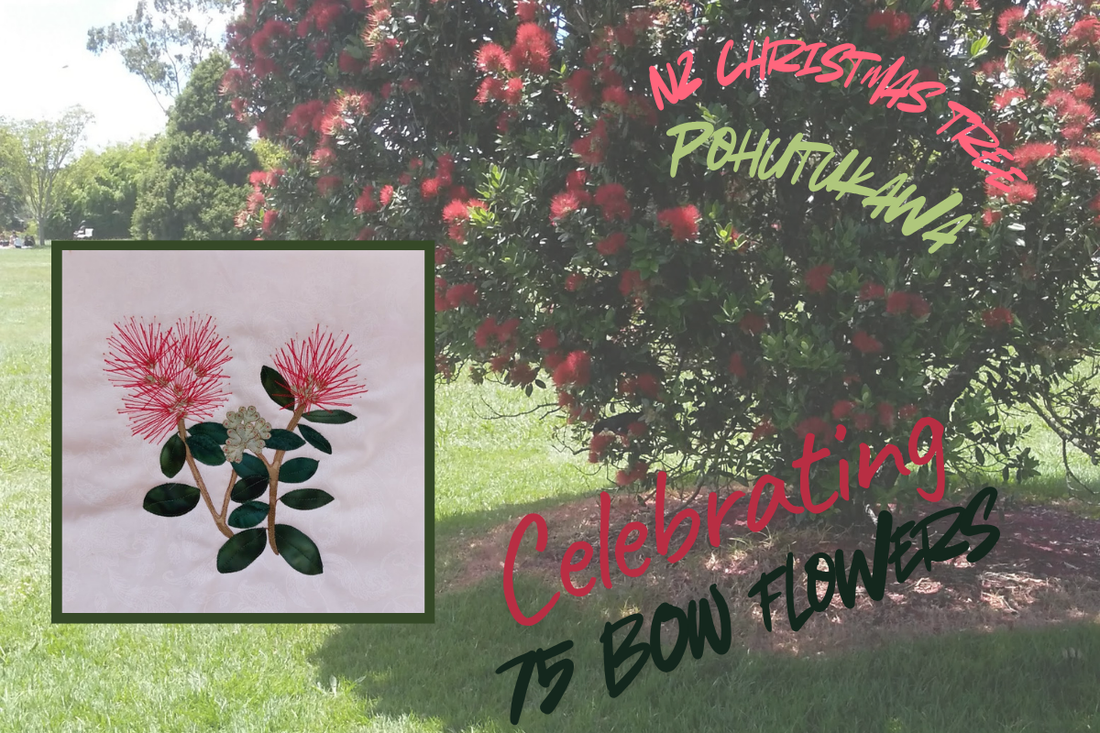 Celebrating 75 BOW flower blocks - pohutukawa is the 75th