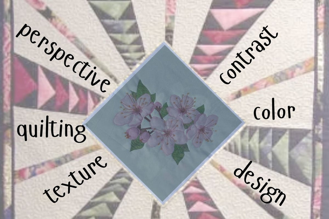 when coming up with new ideas for quilting think about perspective, texture, color, contrast in your next quilting design