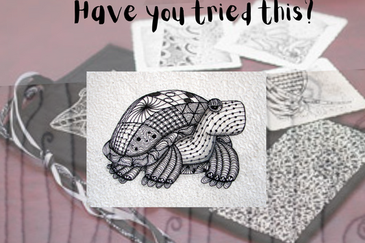 applique animal design (tortoise) was used here to create a zentangle design in textile