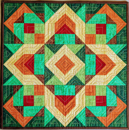 Sparkling diamond shapes create depth and movement, making this an approachable but rewarding foundation paper-piecing pattern for confident beginners and intermediate quilters alike.