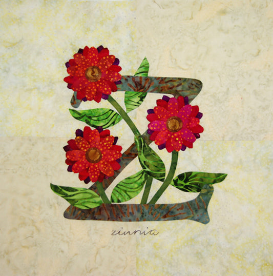 Floral Alphabet Garden - Z for Zinnia block