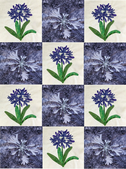 agapanthus block quilt using 2 different blocks