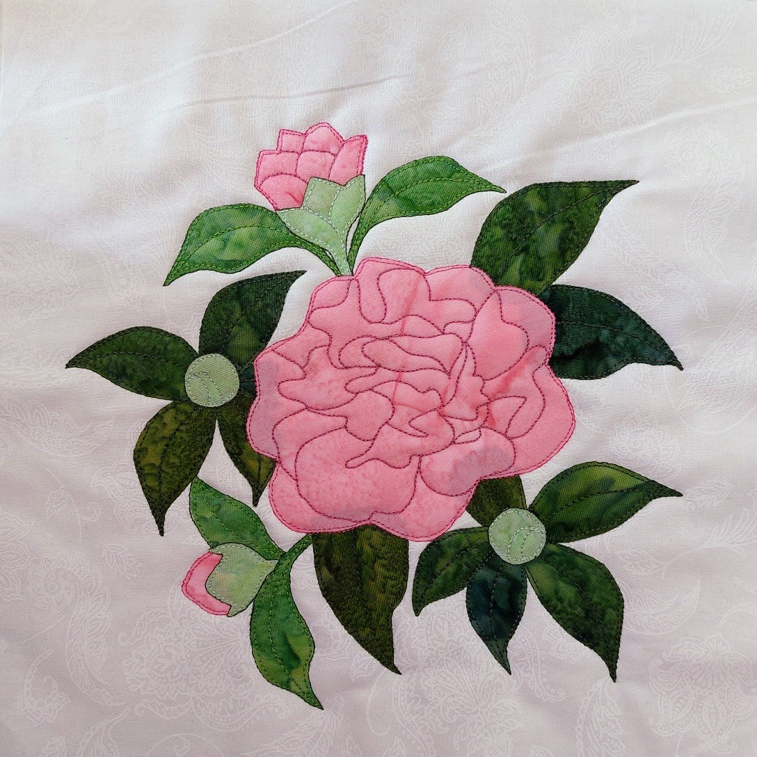 camellia flower block: the 72nd flower block in the BOW applique flower block collection