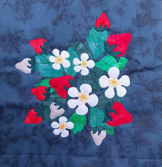 Strawberry Block on a dark background made on a 12" square (also suitable for 10" background)