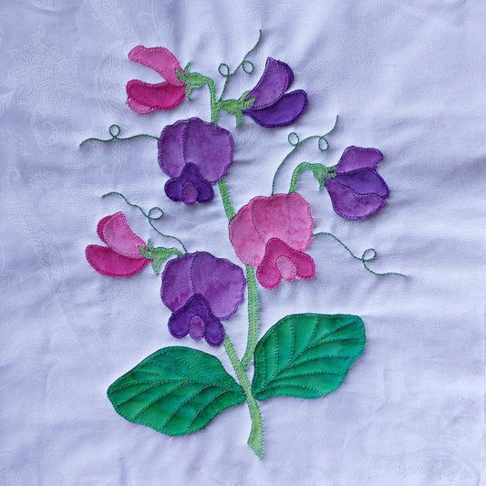 Applique Sweet Pea BOW flower block - the new version of this pattern