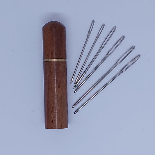 Wooden Needle Case with Darning Needles