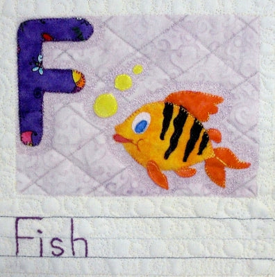 applique fish and letter F - a block in the ABC quilt pattern