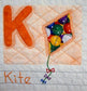 applique kite and letter K - a block in the ABC quilt pattern