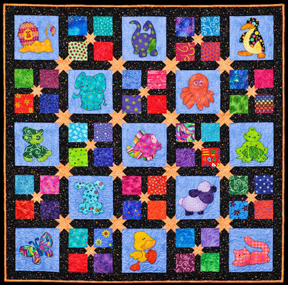 Animal Party patchwork and applique quilt pattern by Jennifer Houlden variation