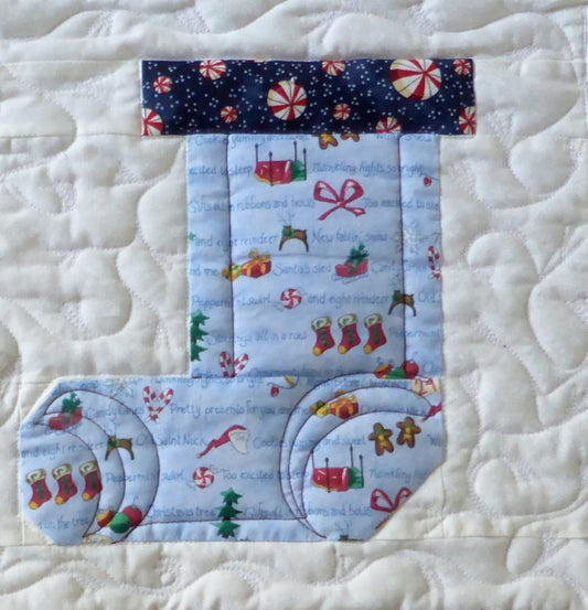 Christmas stocking quilt block to download for Christmas quilt