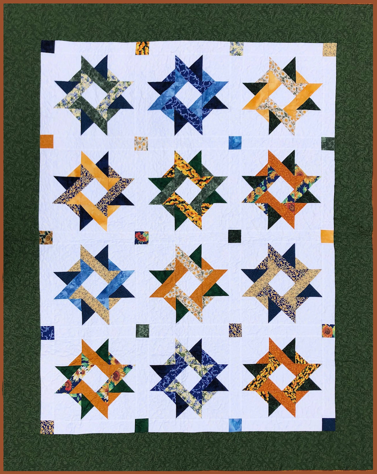 starry patchwork quilt is truly patchwork when made as a scrappy quilt - quilt pattern available
