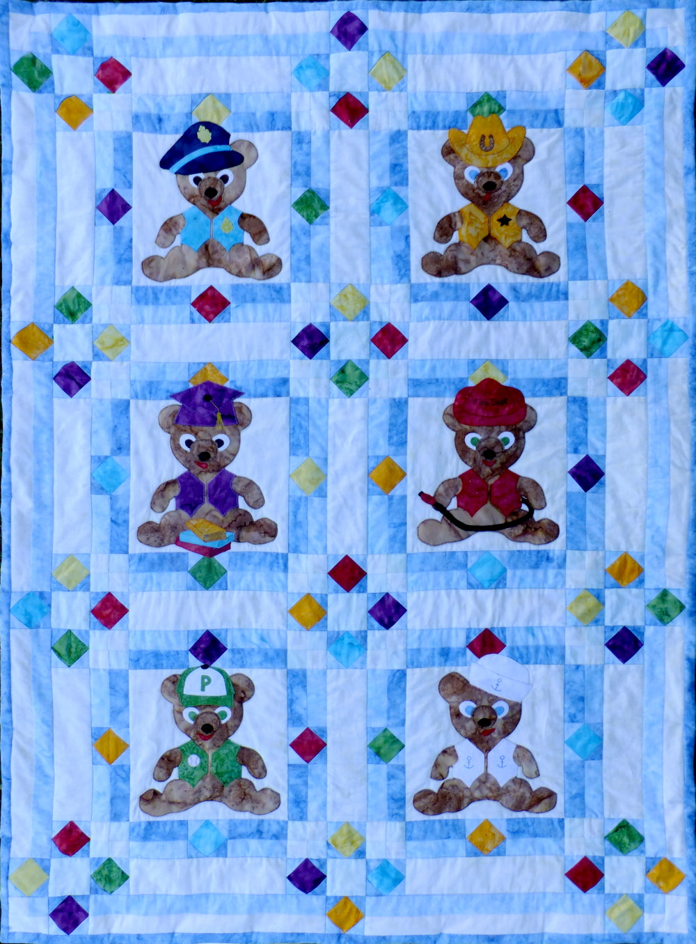 teddy bear quilt pattern with occuptional costumes