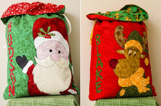 santa and rudolph applique patterns for santa sacks