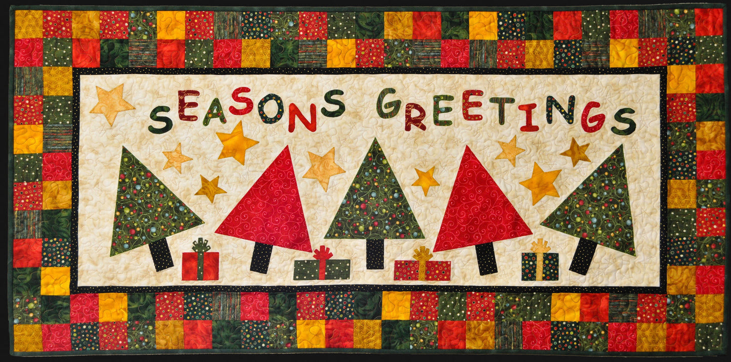 Seasons greetings quilted wall banner quilt pattern by Jennifer Houlden