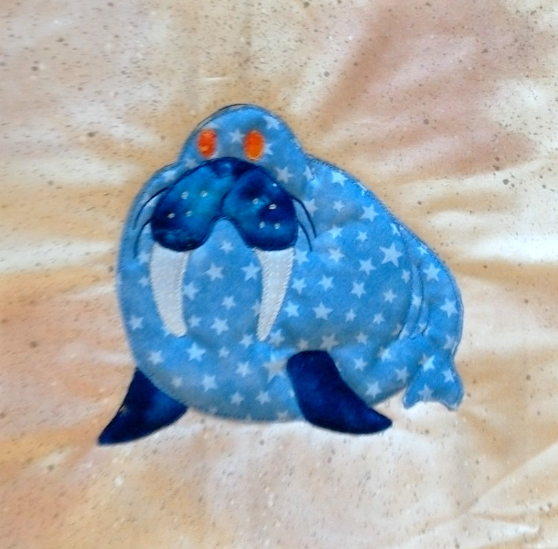 animal quilt block of a walrus designed for an animal quilt