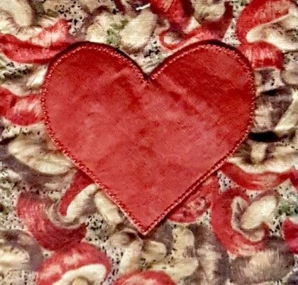applique heart block pattern in Ruth Blanchet's country quilt block of the month