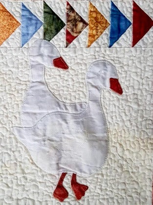 applique goose block pattern and flying geese block in Ruth Blanchet's country quilt block of the month