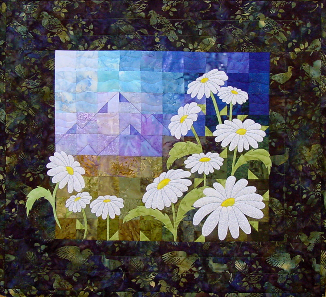 daisy applique and patchwork quilt pattern by Ruth Blanchet