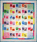 26 letters of the alphabet and 26 characters and words in a beautiful baby quilt pattern - a great learning tool for children