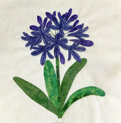 agapanthus applique flower quilt block pattern