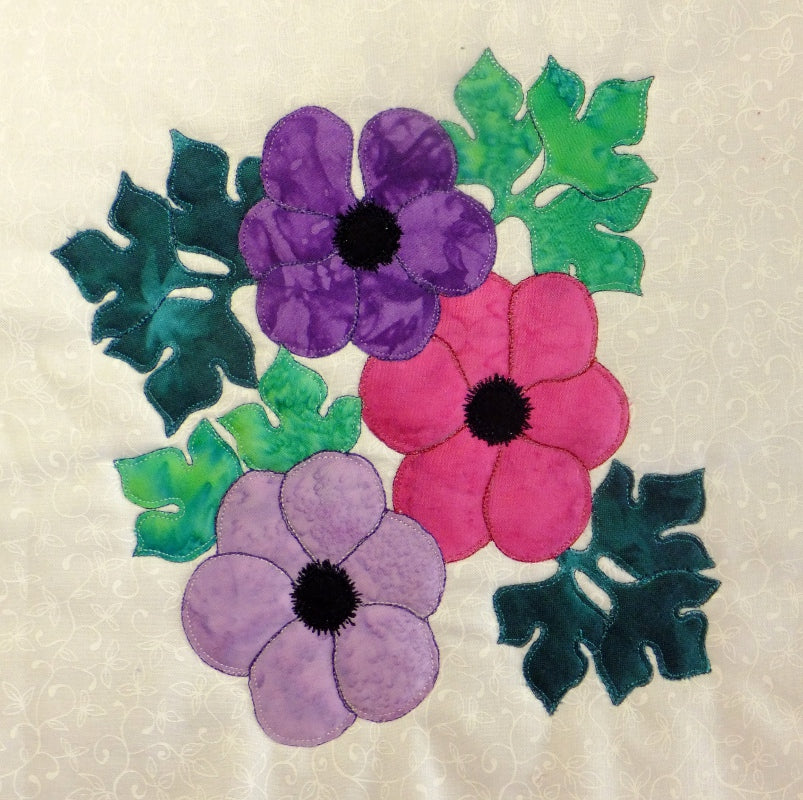 anemone applique flower quilt block pattern