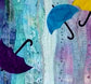 art quilt pattern with umbrellas and decorative stitching closeup