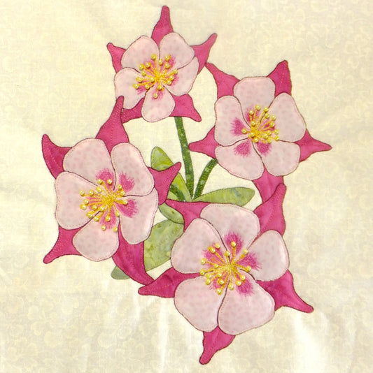 aquilegia applique flower quilt block pattern