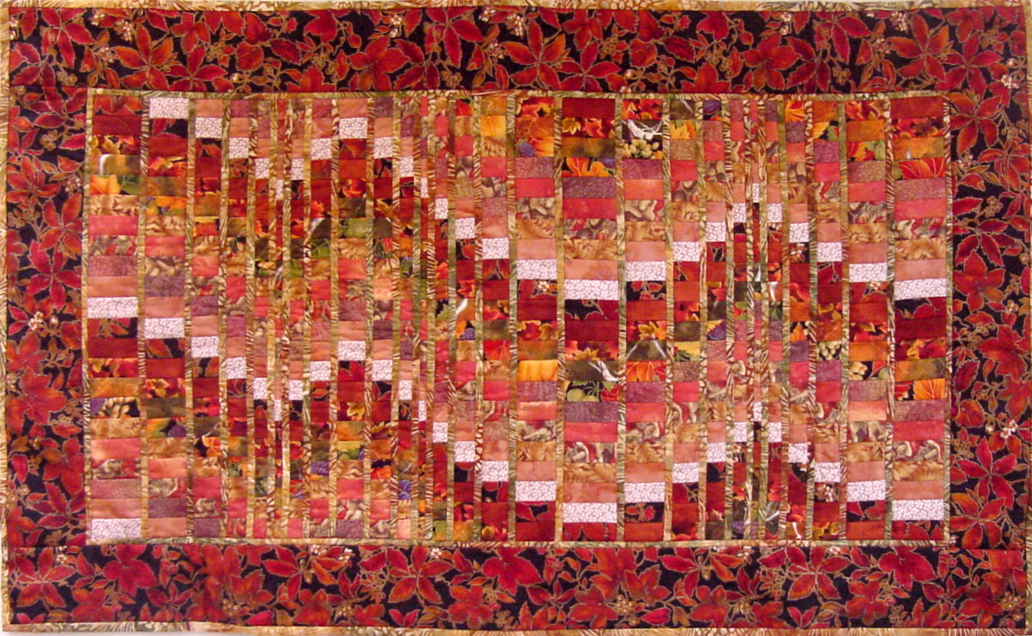 Autumn or Fall bargello quilt pattern with fracture strips