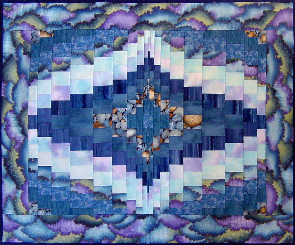Bargello quilt pattern in blue colours