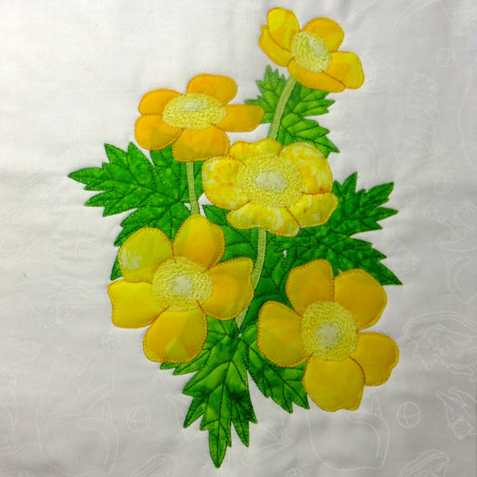 buttercup applique flower quilt block pattern