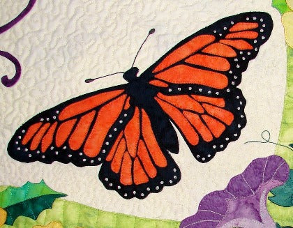 orange applqiue butterfly from the Spring Life quilt pattern by Arbee Designs